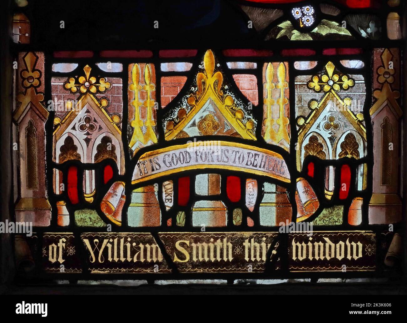 William Smith Buntglasfenster, St. Marys Kirche, Kirkgate, Tadcaster, Yorkshire, ENGLAND, GROSSBRITANNIEN, LS24 9BL Stockfoto