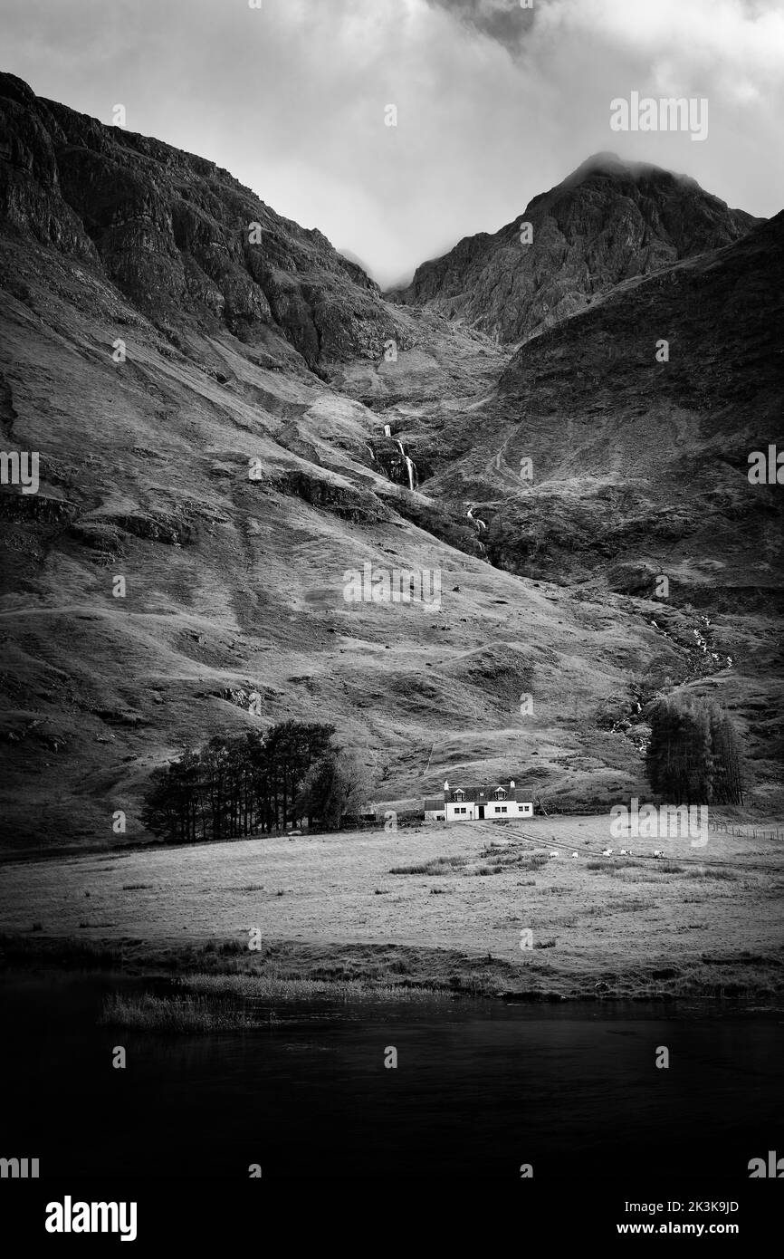 glen coe in Schottland, Großbritannien {mono} Stockfoto