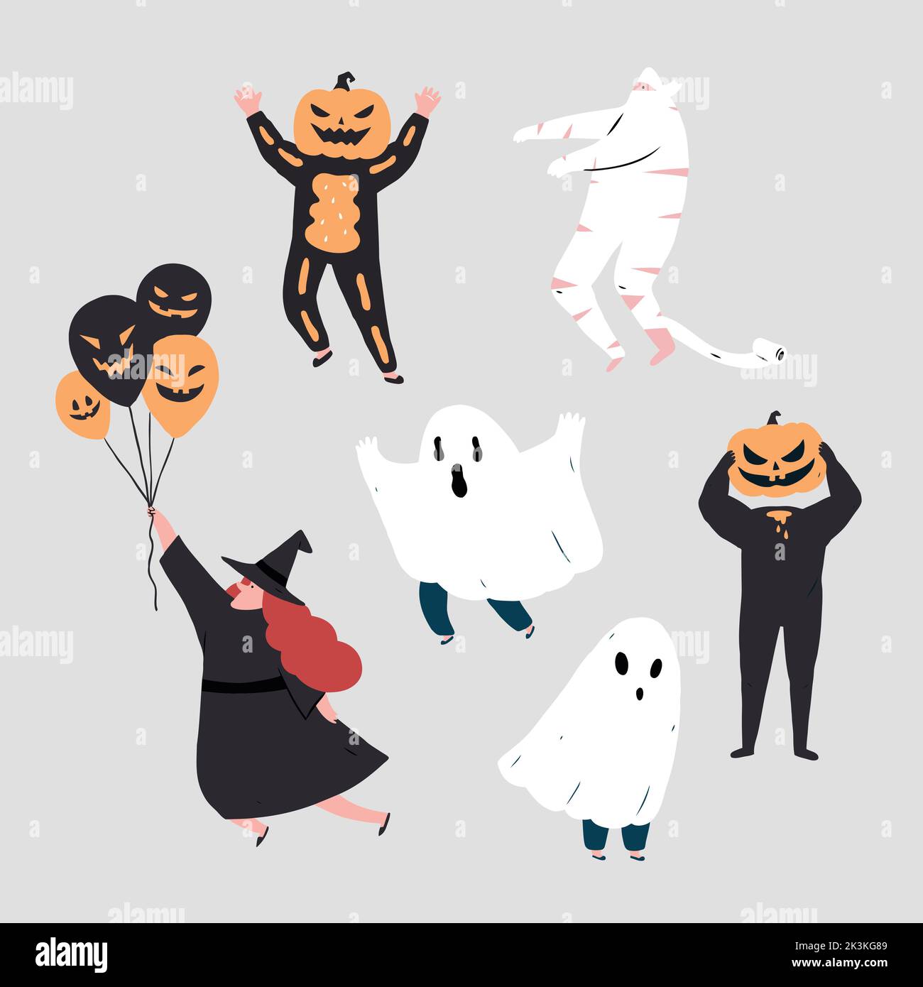 vektor-Illustration von lustigen halloween-Kostüme Set .isoliert auf weiß. Stock Vektor