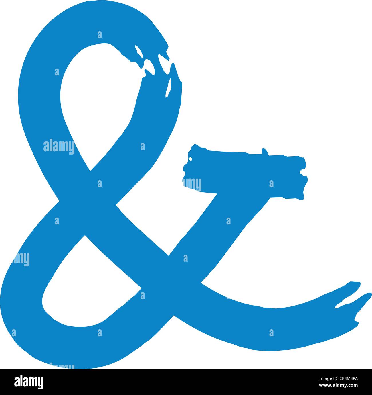 Ampersand-Symbol. Blaue Markierung. Handgezeichnetes Schild Stock Vektor