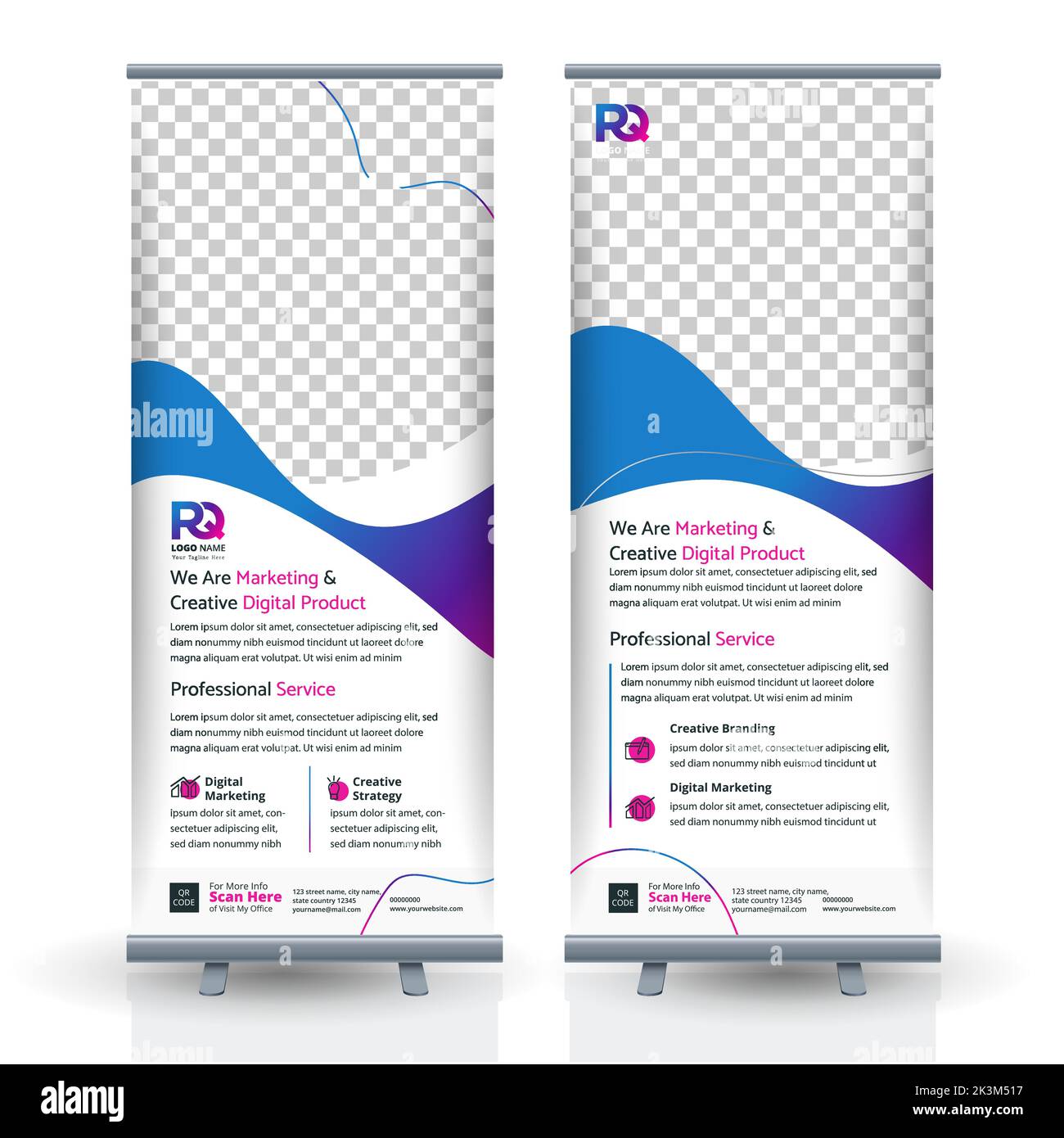 Editierbare Inhalte des modernen Layout-Design für Rollup-Banner auf Unternehmensförderung mit sauberen Farbverlauf Element Hintergrund Werbung Druck ve Stock Vektor