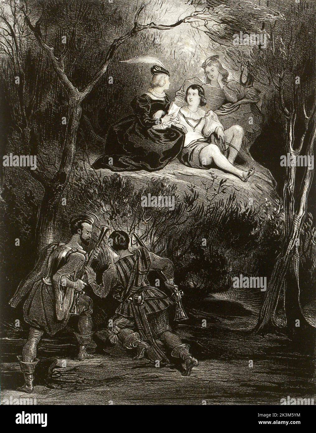Illustration Devéria, Achille - Walter Scott aus dem Gedicht 'Rokeby'-1829 Stockfoto