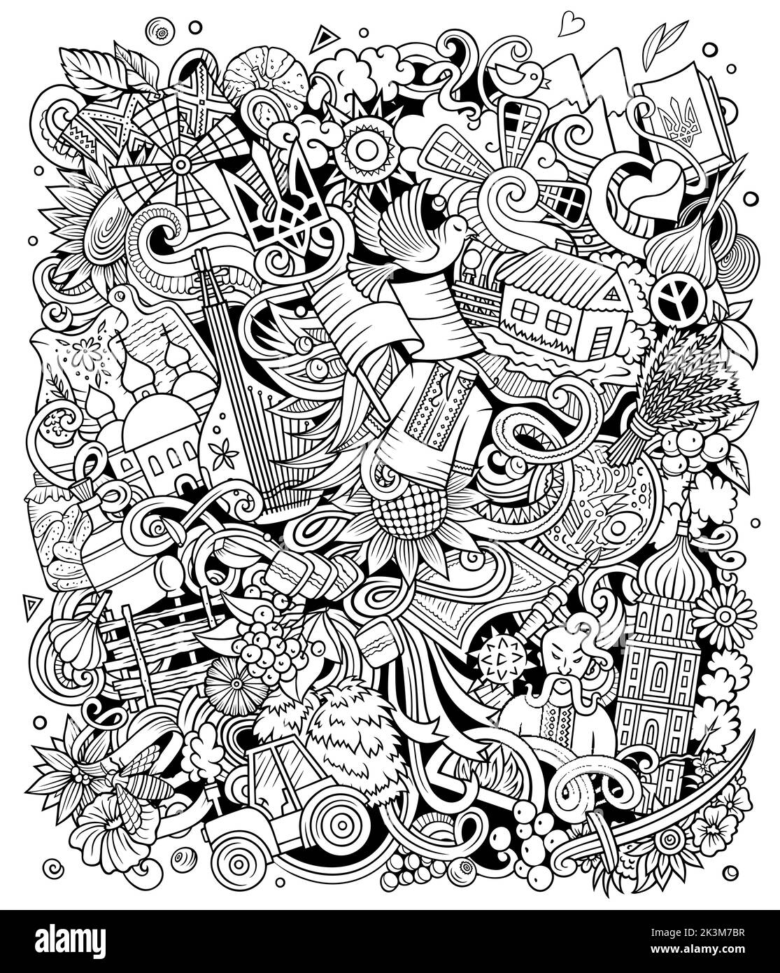 Ukraine Cartoon Vektor Kritzeleien Illustration Stock-Vektorgrafik - Alamy