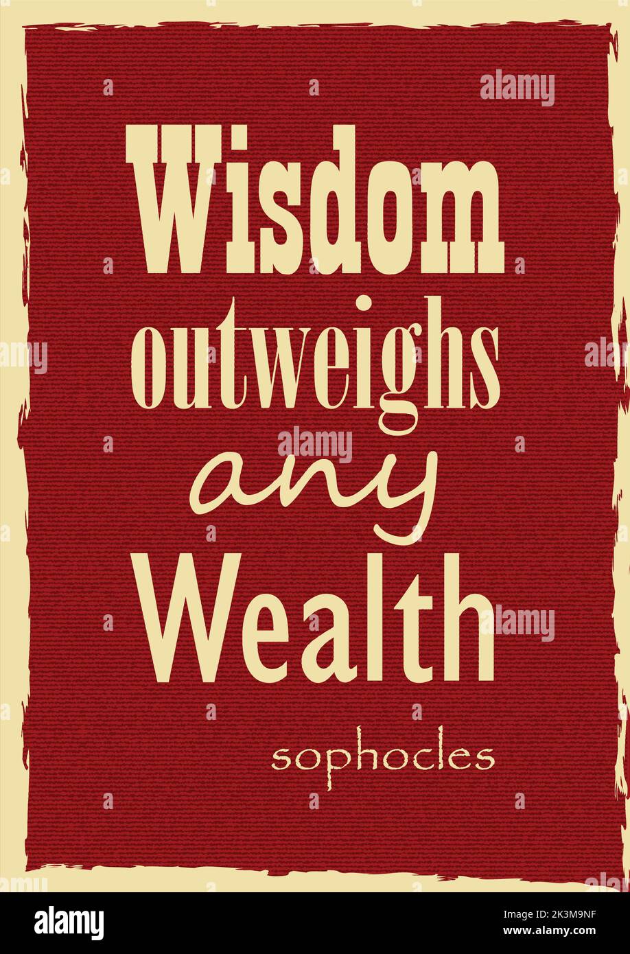 Weisheit überwiegt jeden Reichtum Sophokles. Weise Ausdrücke berühmter Menschen. Vektorgrafik für Design Stock Vektor