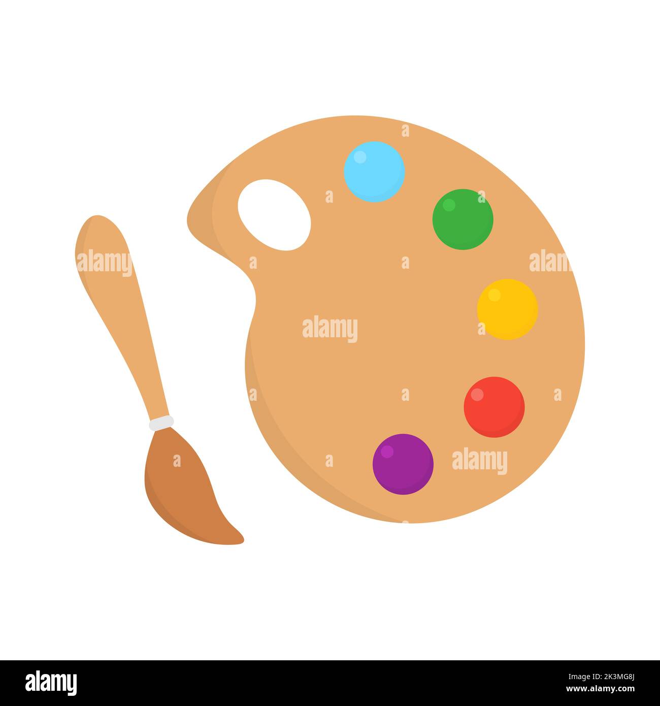 Pinsel mit Palette malen. Vektor auf Weiß isoliert. Stock Vektor