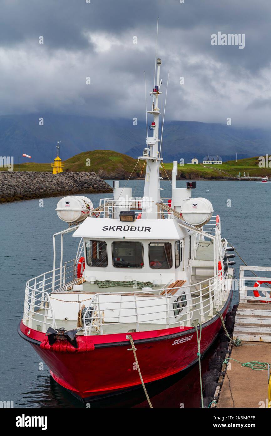 Videy Island FähreSkarabakki Harbour, Reykjavik, Island Stockfoto