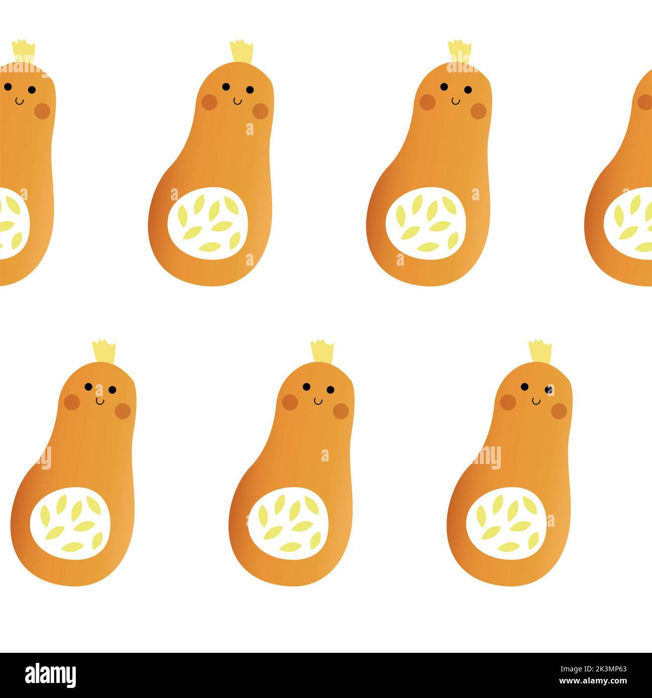 Nahtloses Muster mit Kürbissen auf hellbraunem Hintergrund. Thanksgiving Herbst digitaler Hintergrund mit Vektor handgezeichneten Elementen. Nahtloses Muster für Stockfoto