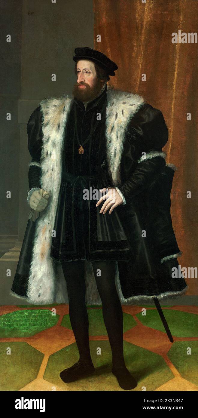Ferdinand I. (1503 – 1564) Kaiser des Heiligen Römischen Reiches von 1556, König von Böhmen, Ungarn und Kroatien von 1526 und Erzherzog von Österreich von 1521 bis zu seinem Tod im Jahr 1564. Stockfoto