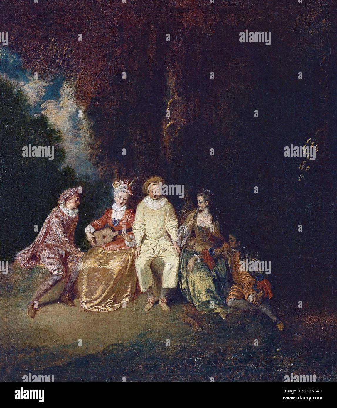 Pierrot Content, 1711–1712, Gemälde von Jean-Antoine Watteau Stockfoto