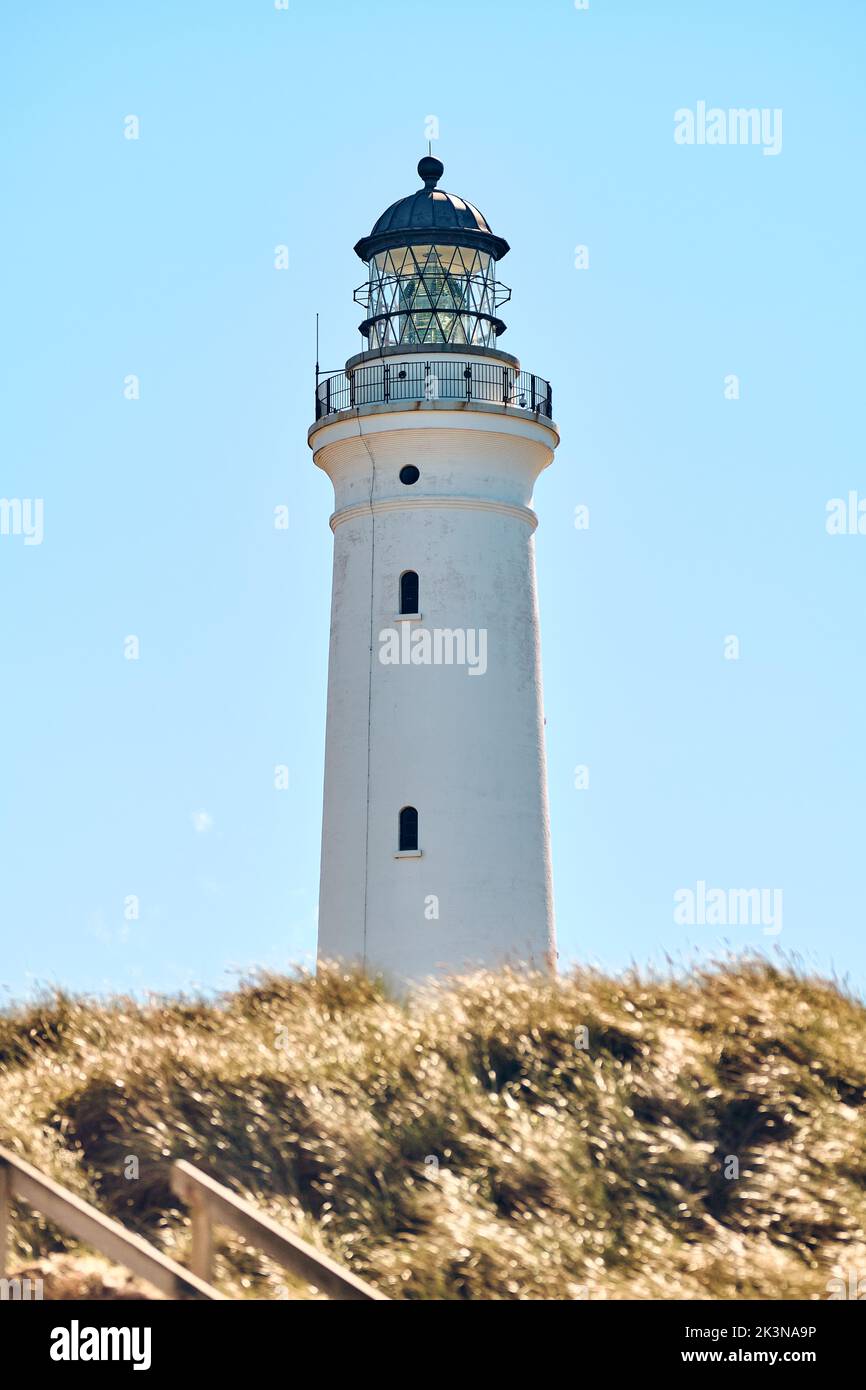 Leuchtturm Hirtshals Fyr an der dänischen Küste. Hochwertige Fotos Stockfoto