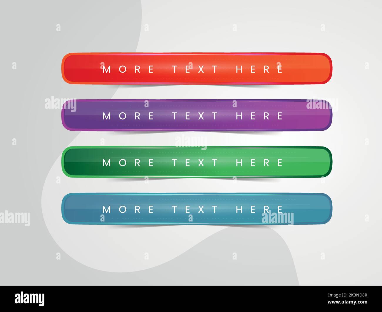 Ein Satz von vier farbigen Schaltflächen mit bearbeitbarem Text Stock Vektor
