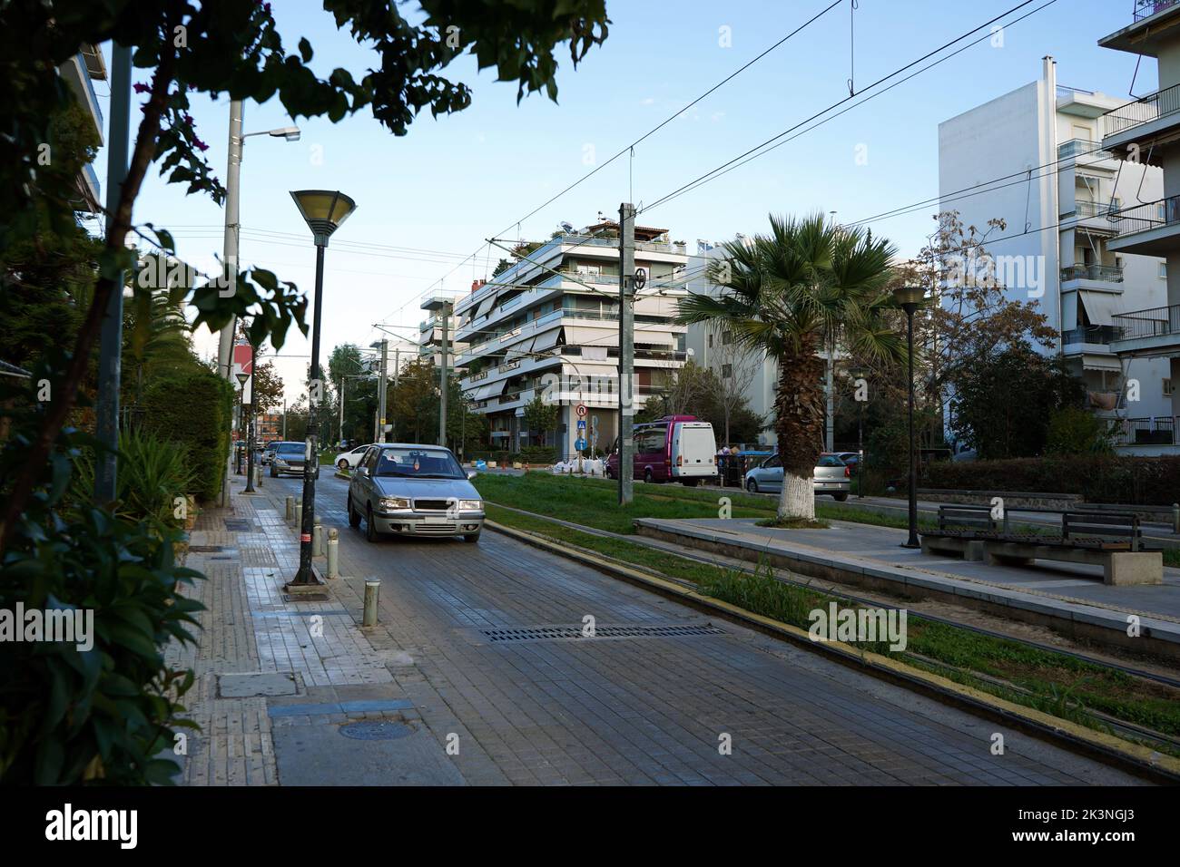 Achilleos Straße in Palaio Faliro, Athen. Stockfoto