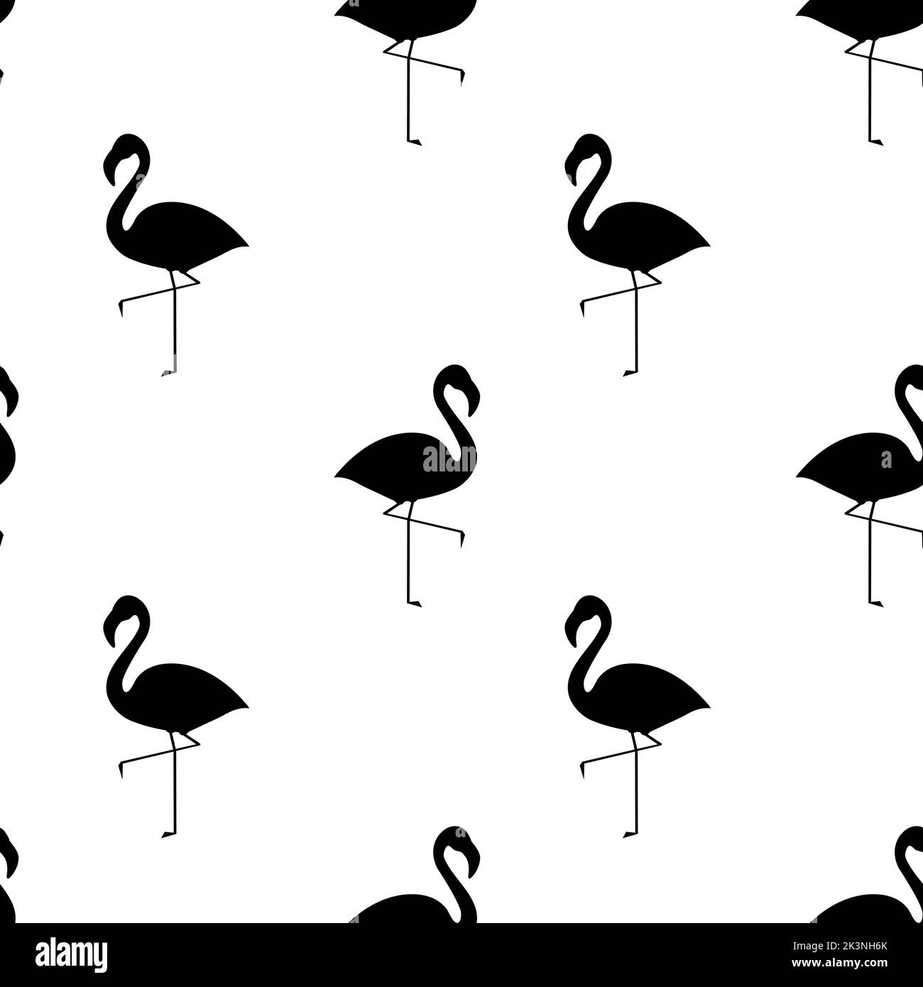 Nahtloses Flamingo-Muster. Vogel Silhouette tropisch Textur. Vektorgrafik. Stock Vektor