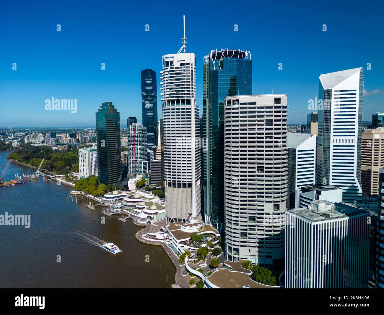 Luftaufnahme der Wolkenkratzer im australischen Hauptgeschäftsviertel von Brisbane Stockfoto