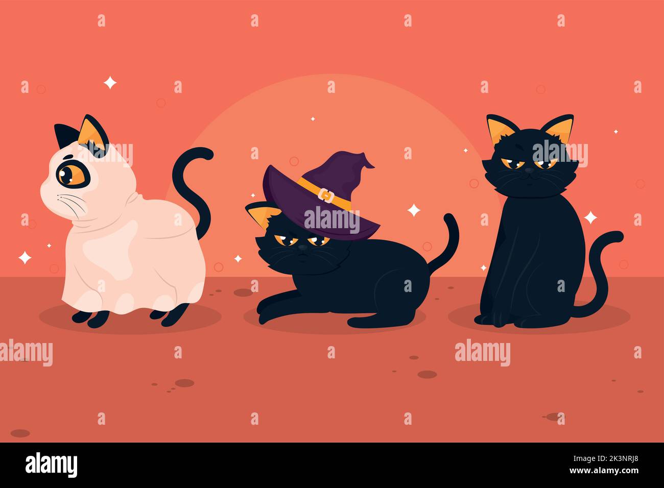 halloween Katzen Icon Set Stock Vektor