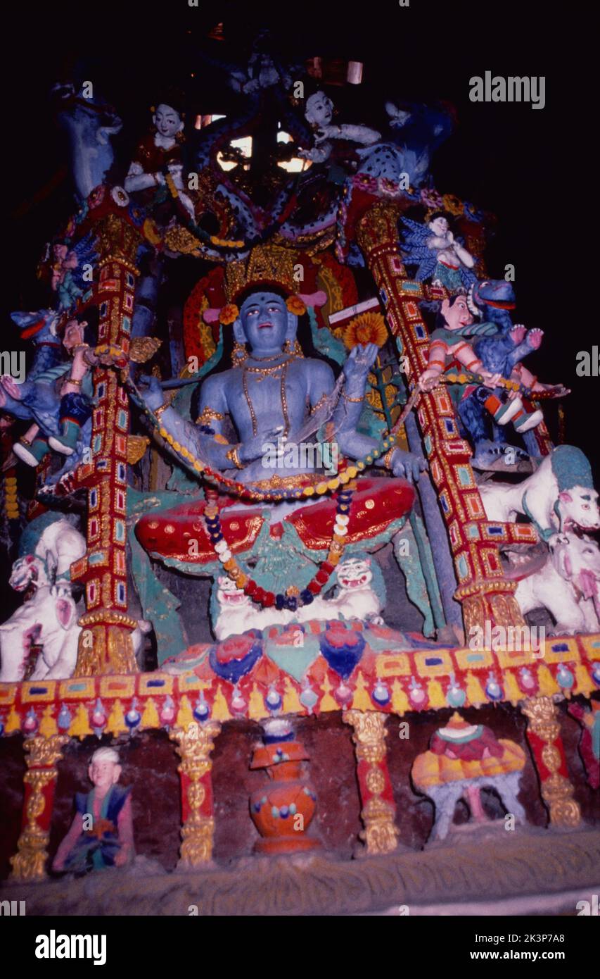 Alchi Kloster, Leh Bezirk von Ladakh, Indien, 13. Jahrhundert, Manjusri Lhakhang, Blue Manjusri, East Stucco Kashmiri Stil Stockfoto