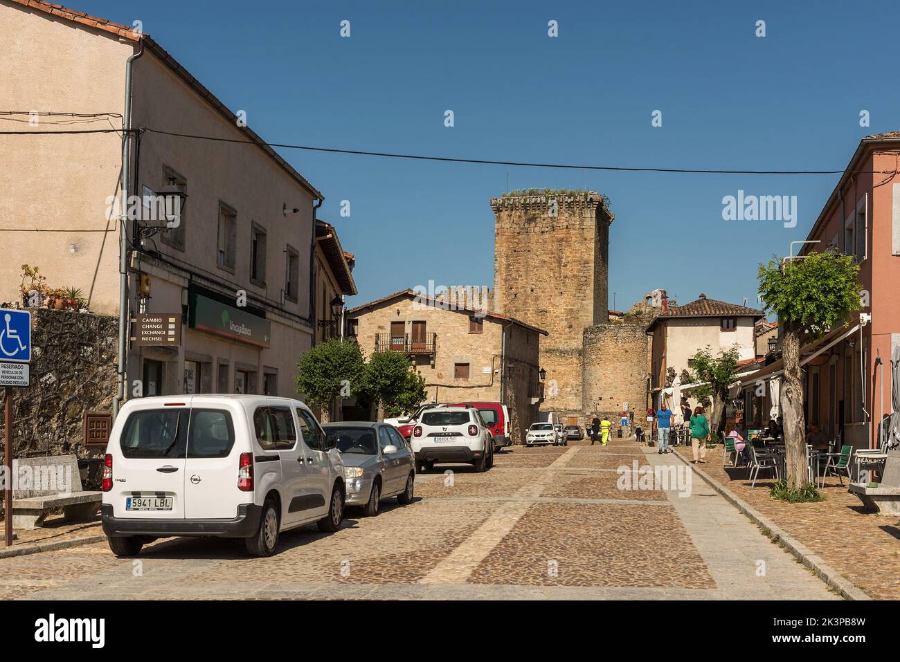 Das historische Dorfzentrum von Miranda del Castanar, Salamanca, Kastilien und Leon, Spanien Stockfoto