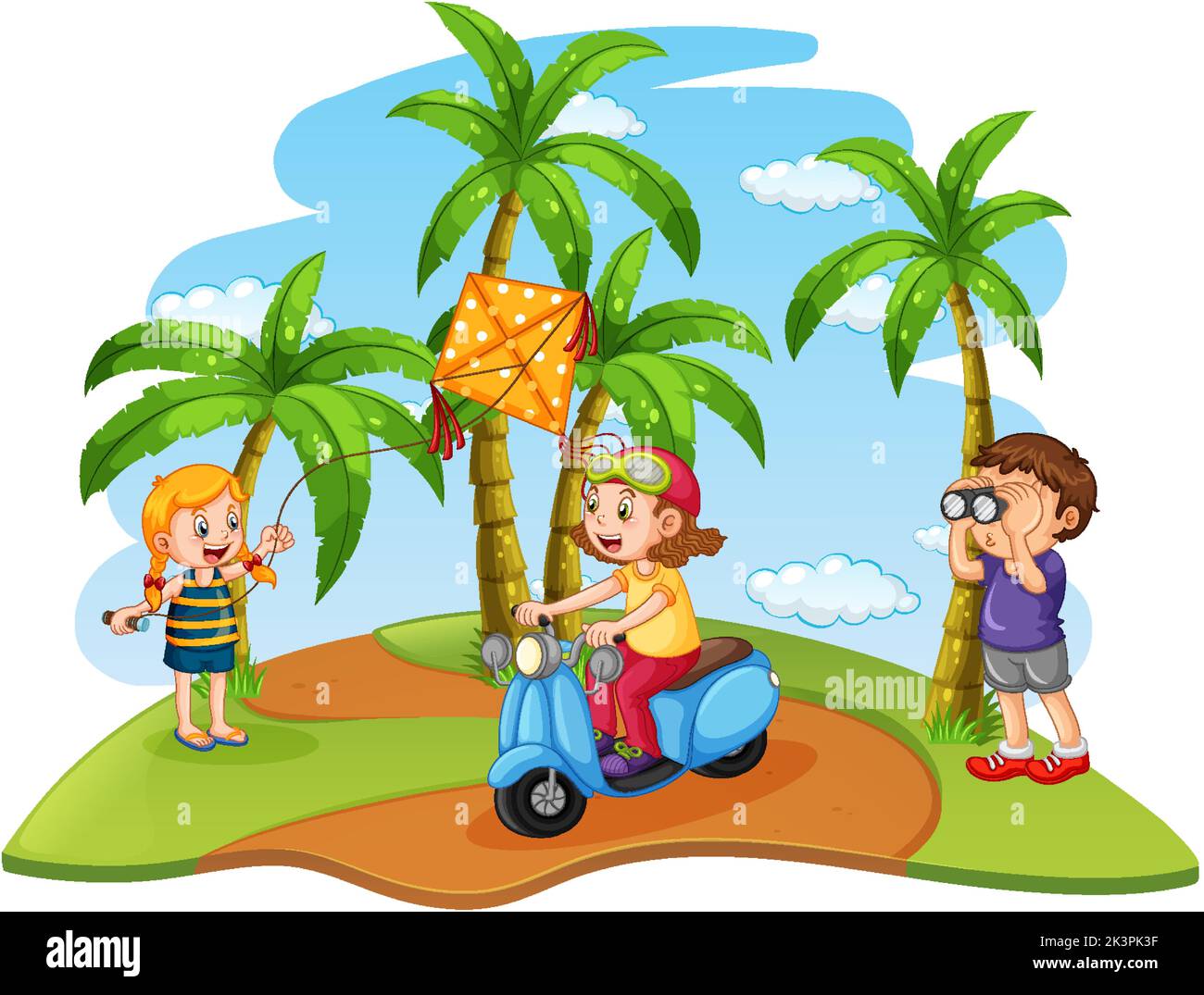 Outdoor-Park mit fröhlichen Kindern Illustration Stock Vektor