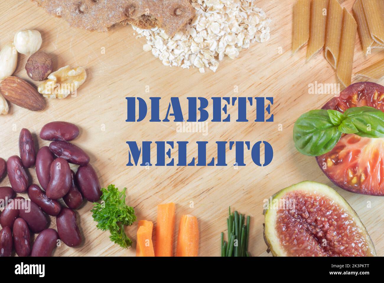 Diabetes mellitus. Niedriger Zucker, hohe Ballaststoffe, Protein-Lebensmittel Stockfoto