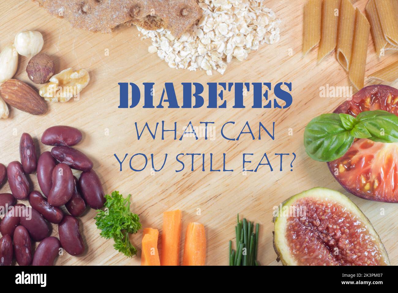 Diabetes mellitus. Lebensmittel mit niedrigem Zucker und hohen Ballaststoffen, Protein-Lebensmittel Stockfoto