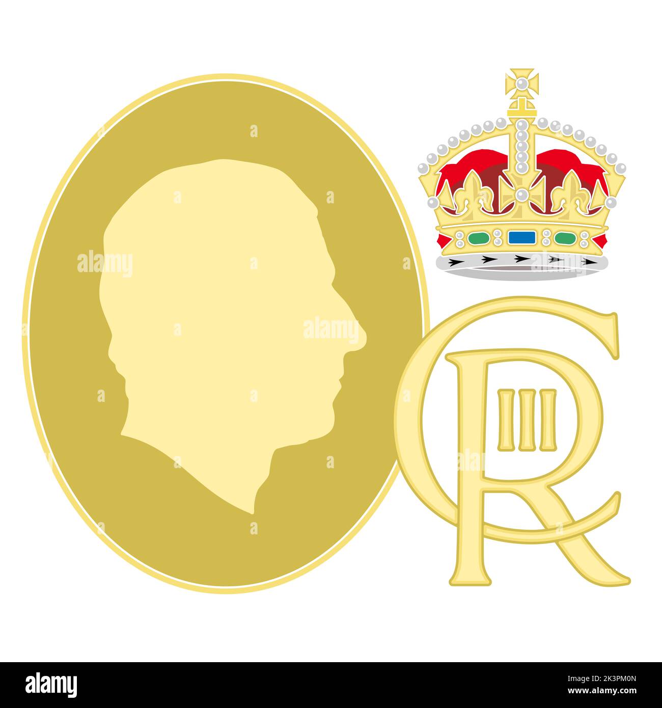Neue Königliche Cypher des Königs Charles Third, Jahr 2022, Vereinigtes Königreich, Vektorgrafik Stockfoto