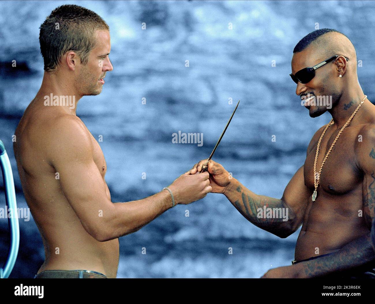 Paul Walker & Tyson Beckford Film: Into the Blue (USA 2005) Charaktere: Jared & Primo Regie: John Stockwell 30. September 2005 **WARNUNG** Dieses Foto ist nur für redaktionelle Zwecke bestimmt und unterliegt dem Copyright von MGM und/oder dem von der Film- oder Produktionsfirma beauftragten Fotografen und kann nur durch Publikationen im Zusammenhang mit der Bewerbung des oben genannten Films reproduziert werden. Eine obligatorische Gutschrift an MGM ist erforderlich. Der Fotograf sollte auch bei Bekanntwerden des Fotos gutgeschrieben werden. Ohne schriftliche Genehmigung der Film Company kann keine kommerzielle Nutzung gewährt werden. Stockfoto