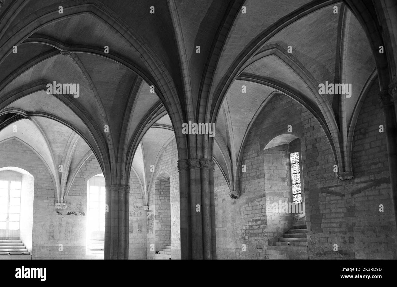 Der Papstpalast von Avignon (Papstpalast) mittelalterlicher gotischer großer Saal. Stockfoto