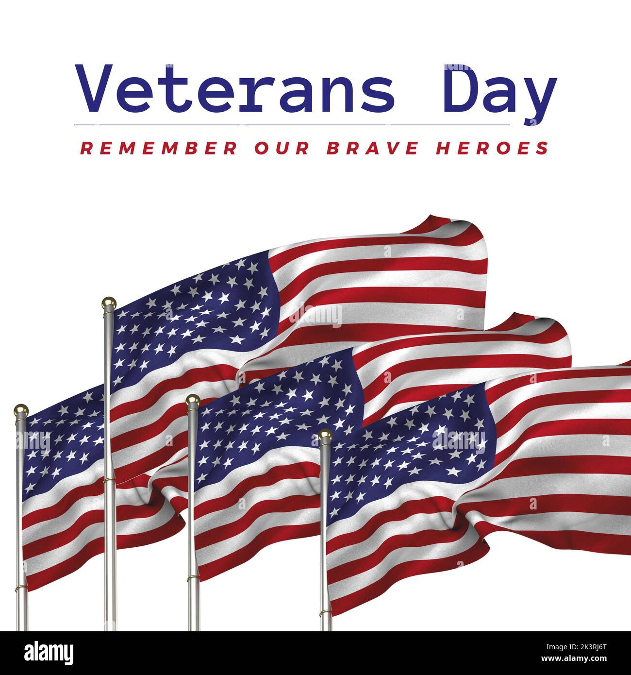 Komposition des Veteranen-Tages-Textes mit Flaggen der vereinigten Staaten von amerika Stockfoto