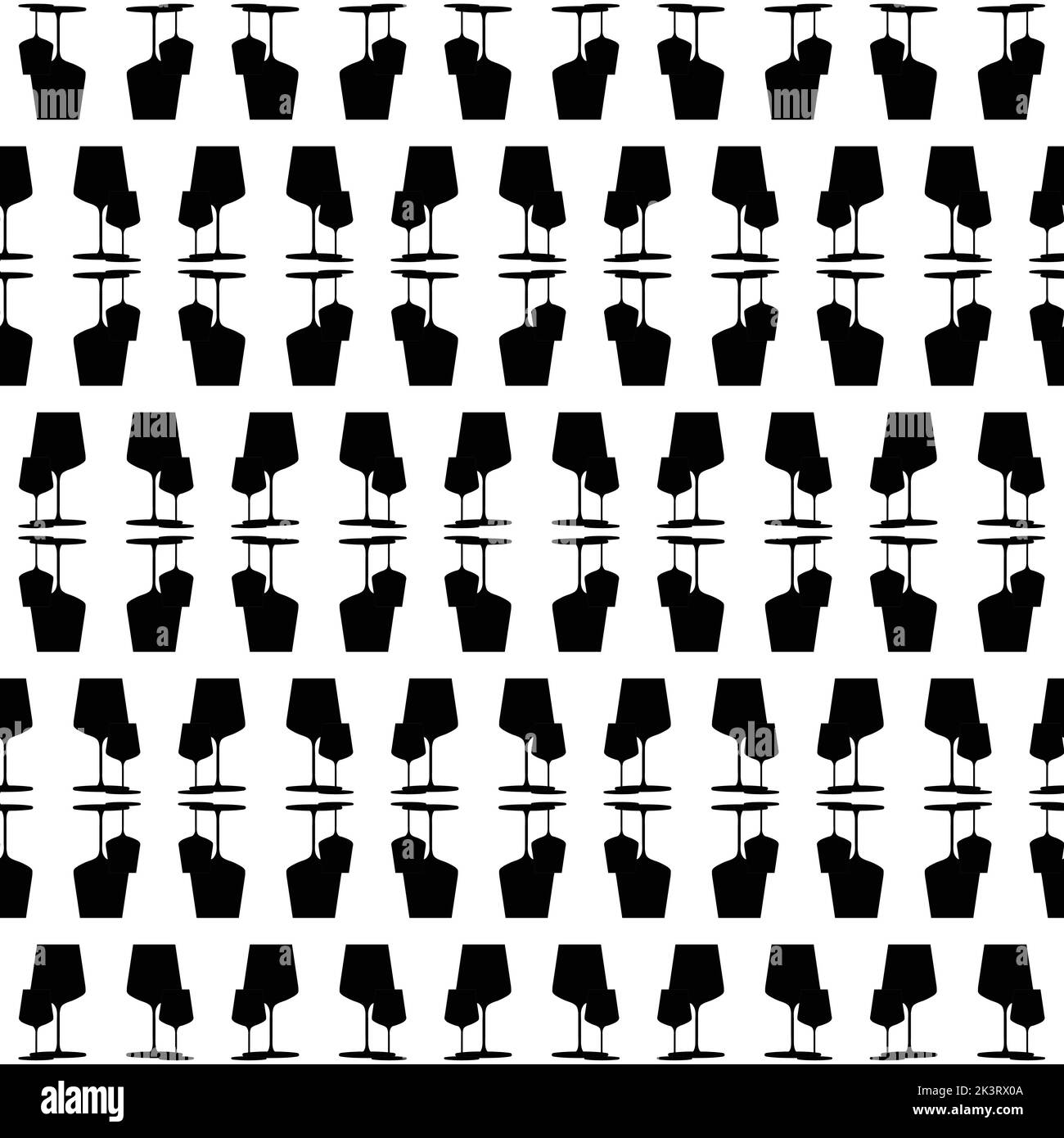 Weingläser süß nahtloses Muster. Vektorgrafik im Skizzenstil. Perfekt für Textilien, Tapeten, Stoffe, Kleidung und Modedruck. Stock Vektor