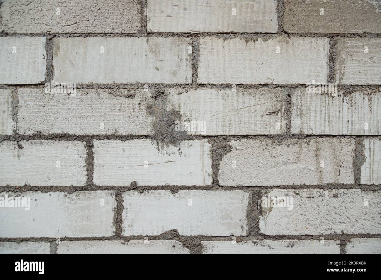 Wand aus Porenbeton, Schaumbeton, Zellbeton. Hintergrund Der Bauarbeiten. Stockfoto