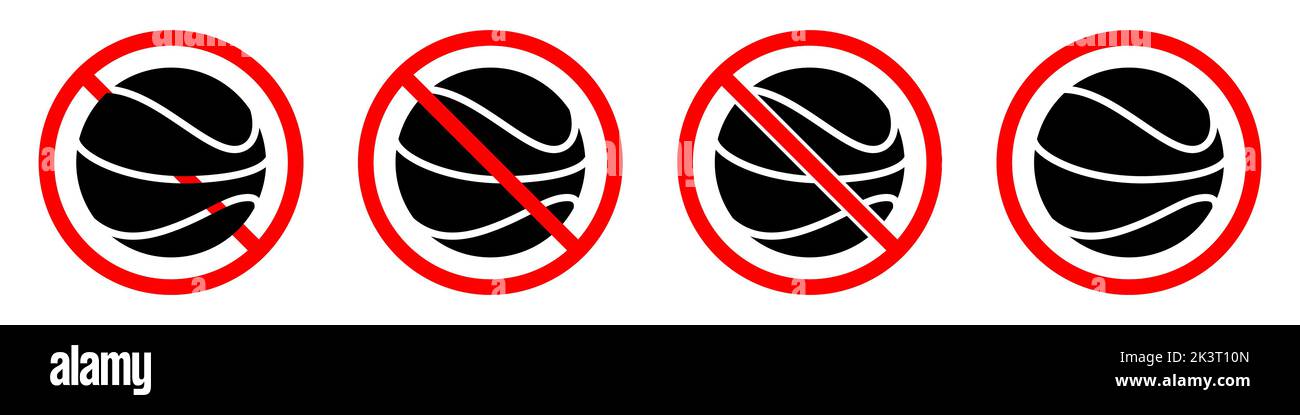 Basketballverbotsschild. Basketball ist verboten. Satz von roten Verbotszeichen von Basketball. Vektorgrafik Stock Vektor