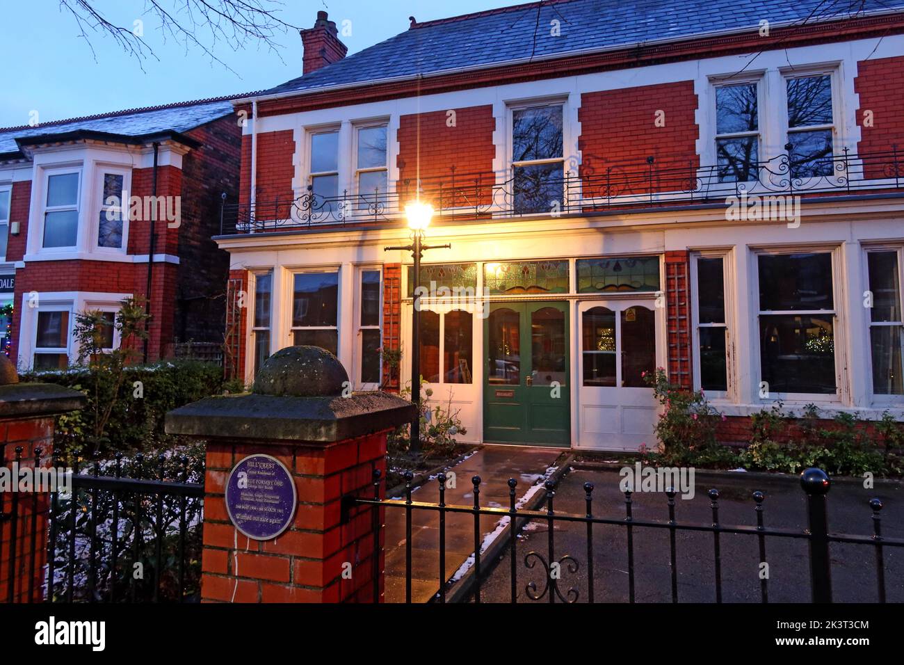 Hillcrest House, die frühere Heimat des Musiker- und Comedy-Filmstars George Formby, London Rd, Stockton Heath, Warrington, Cheshire, England, UK, WA4 6LG Stockfoto