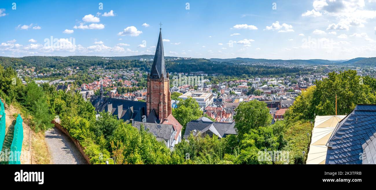 Blick über Marburg an der Lahn, Hessen, Deutschland Stockfoto