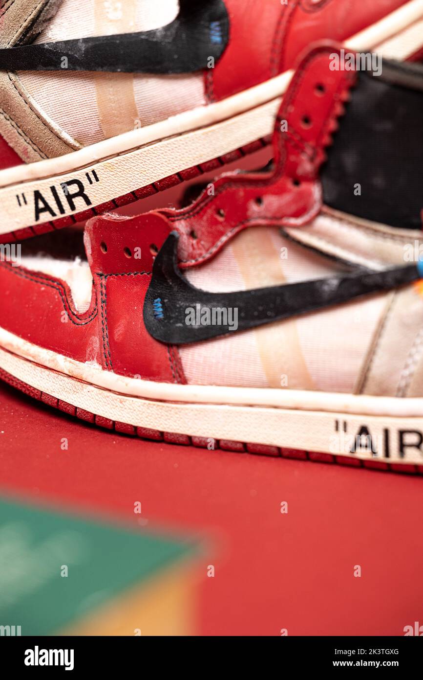 Seltene Nike Air Jordan 1 Sneaker. Nike Hype Sneaker Stockfoto