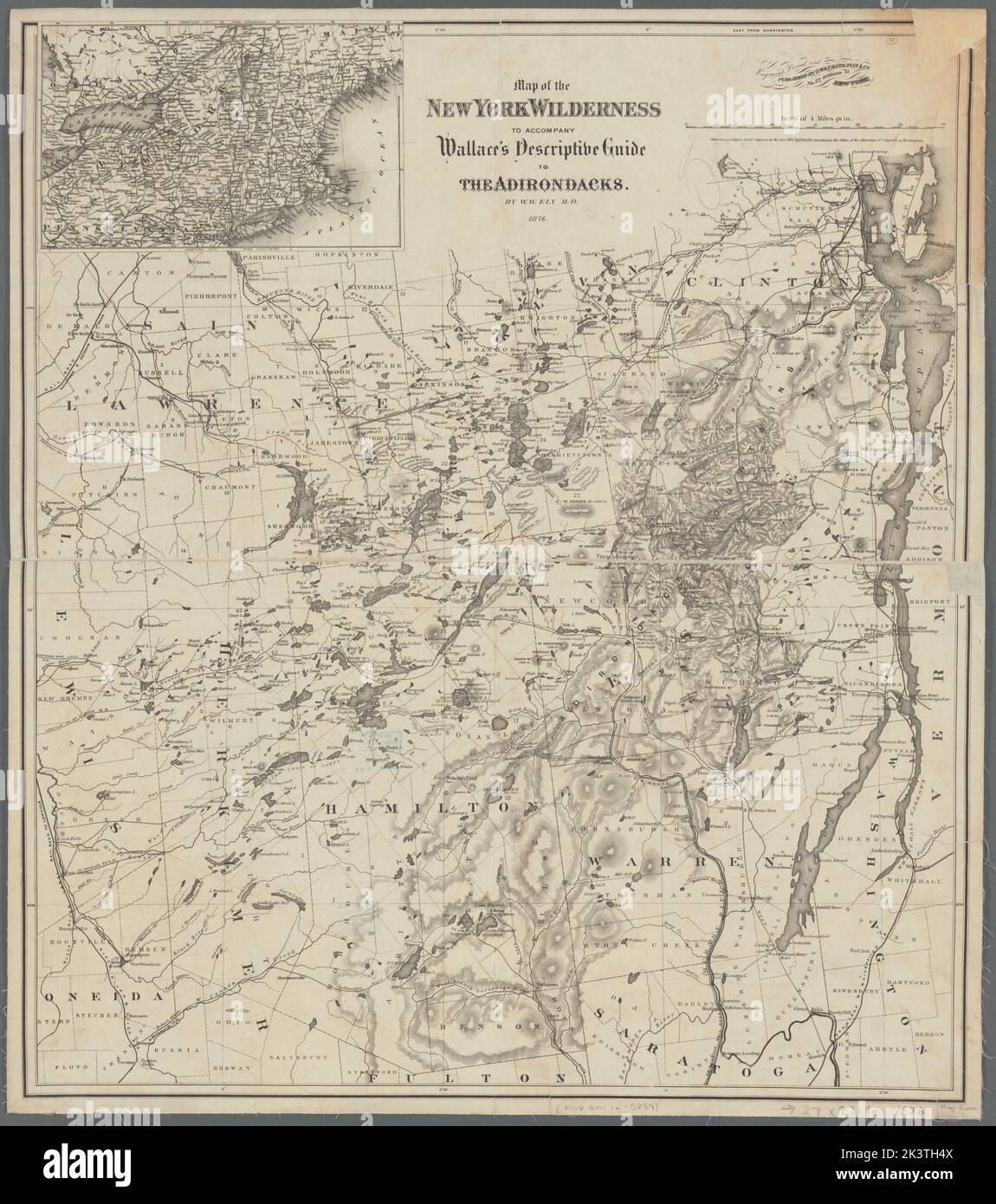 Physische Karte Der Adirondack Mountains Adirondack Park Wall Maps