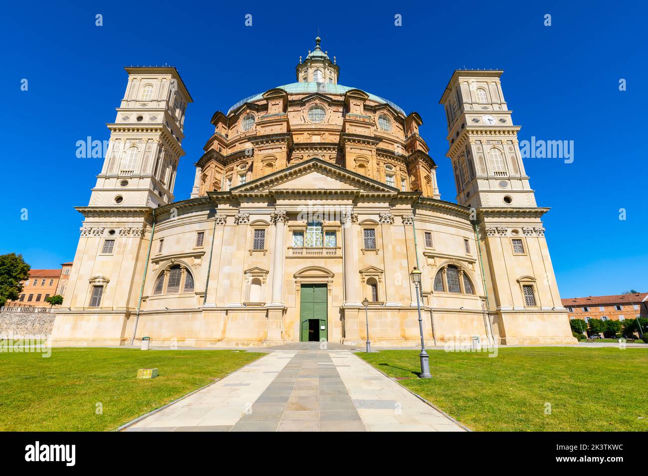 Die Wallfahrtskirche von Vicoforte (Santuario Regina Montis Regalis) ist eine monumentale Kirche in der Gemeinde Vicoforte, Provinz Cuneo, Piemont, Stockfoto