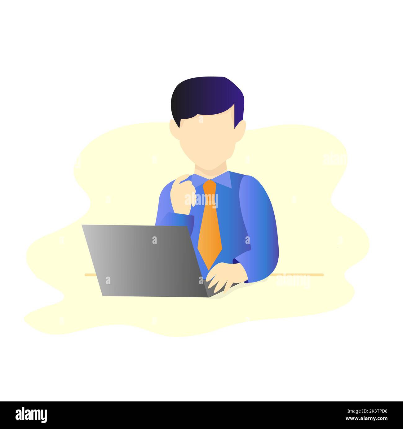 Arbeiten im Büro Professionelle Arbeiter in Anzug eingeben vor Computer-PC oder Desktop-Charakter Flat Design Style Cartoon Illustration Stockfoto