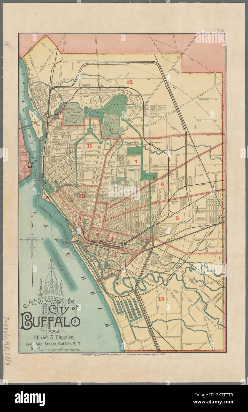Neue Karte der Stadt Buffalo kartografisch. Karten. 1884. Lionel Pincus und Prinzessin Firyal Map Division. Buffalo (N.Y.), Buffalo (N.Y.) , Administrative und politische Divisionen, New York (Staat) , Buffalo (N.Y.) Stockfoto