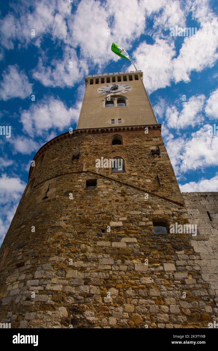 Burg Ljubljana - oder Ljubljanski Grad - auf dem Burgberg im Zentrum von Ljubljana, Slowenien Stockfoto