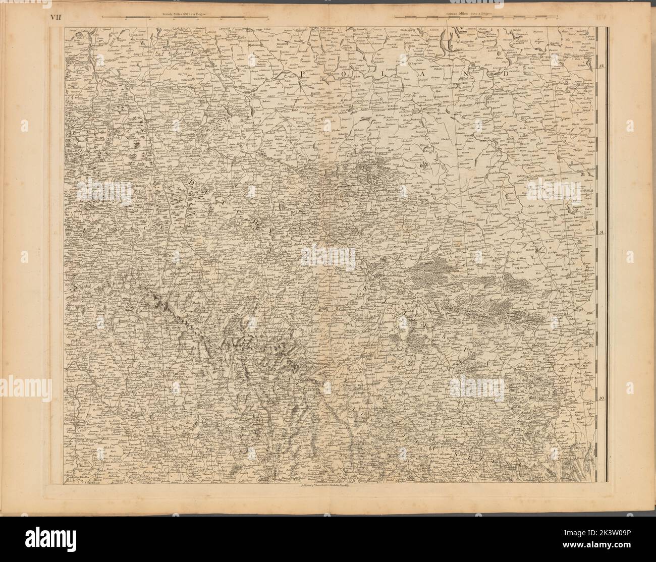 Tafel VII: Eine allgemeine Karte des Reiches von Deutschland, Holland, den Niederlanden, der Schweiz, den Graubünden, Italien, Sizilien, Korsika und Sardinien Gillet, Thomas. Kartografisch. Karten. 1800-06-04. Lionel Pincus und Princess Firyal Map Division. Europa, Karten Stockfoto