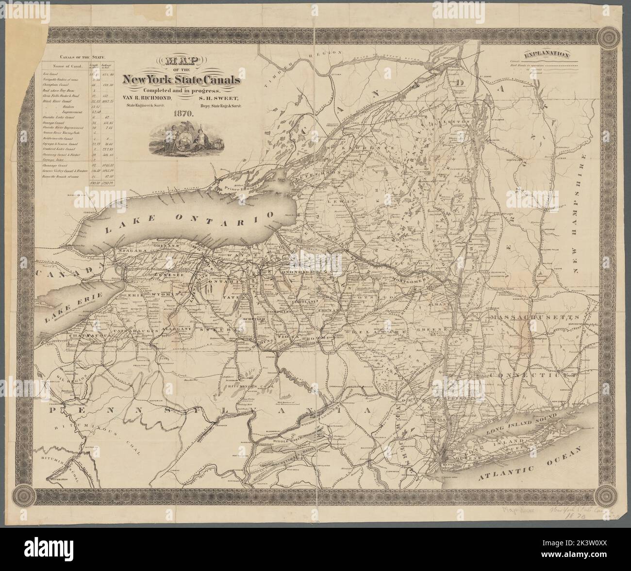 Karte der Kanäle des Staates New York fertiggestellt und in Bearbeitung Karte der Kanäle des Staates New York. Karten. 1870. Lionel Pincus und Prinzessin Firyal Map Division. Canals , New York (Staat), Railroads , New York (Staat), Administrative und politische Divisionen, Canals, Railroads, New York (Staat) , Administrative und politische Divisionen, New York (Staat) Stockfoto