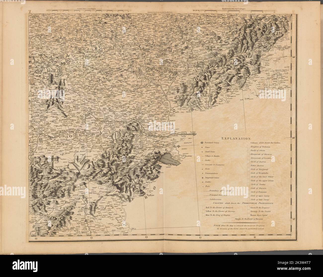 Platte X: Eine allgemeine Karte des Reiches von Deutschland, Holland, den Niederlanden, der Schweiz, den Graubünden, Italien, Sizilien, Korsika und Sardinien Gillet, Thomas. Kartografisch. Karten. 1800-06-04. Lionel Pincus und Princess Firyal Map Division. Europa, Karten Stockfoto