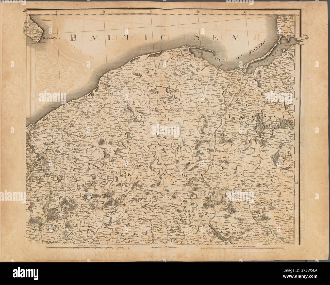 Tafel III: Eine allgemeine Karte des Reiches von Deutschland, Holland, den Niederlanden, der Schweiz, den Graubünden, Italien, Sizilien, Korsika und Sardinien Gillet, Thomas. Kartografisch. Karten. 1800-06-04. Lionel Pincus und Princess Firyal Map Division. Europa, Karten Stockfoto