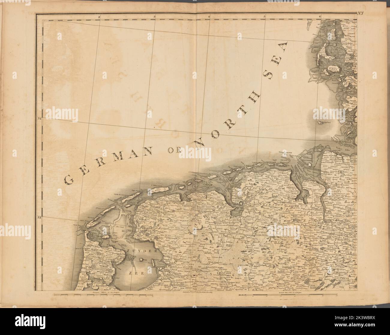 Platte I: Eine allgemeine Karte des Reiches von Deutschland, Holland, den Niederlanden, der Schweiz, den Graubünden, Italien, Sizilien, Korsika und Sardinien Gillet, Thomas. Kartografisch. Karten. 1800-06-04. Lionel Pincus und Princess Firyal Map Division. Europa, Karten Stockfoto