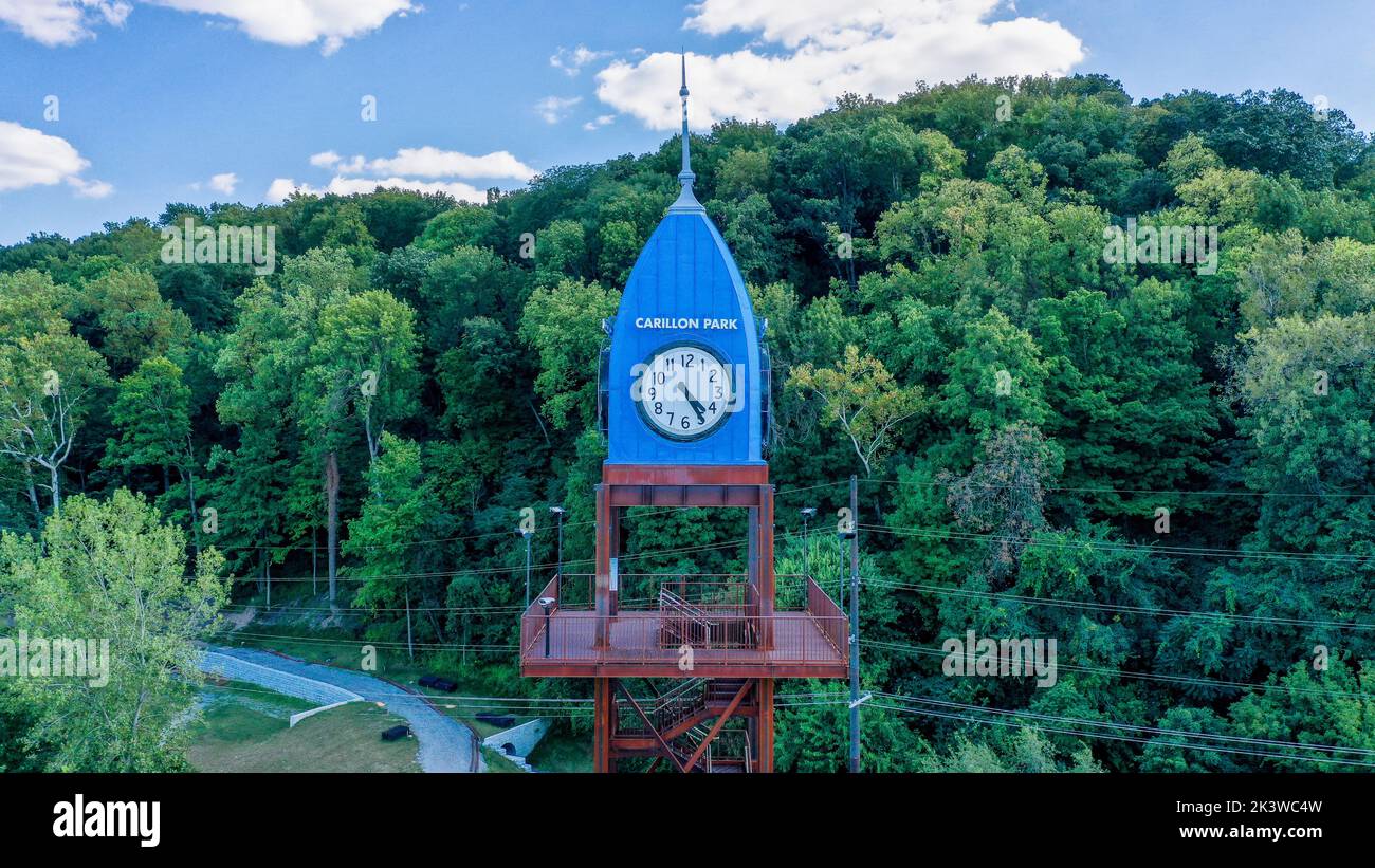 Reynolds und Reynolds Clock Tower im Carillon Park Stockfoto