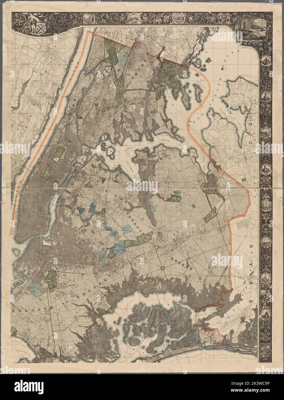 Allgemeine Karte der Stadt New York, bestehend aus den Bezirken Manhattan, Brooklyn, Bronx 