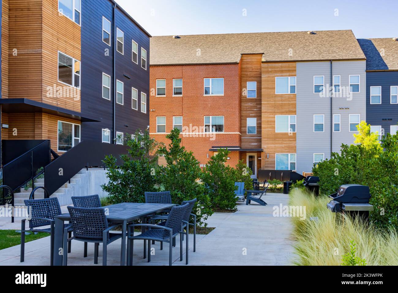 Sonniger Blick auf die Wohnung für Studenten in Oklahoma Stockfoto