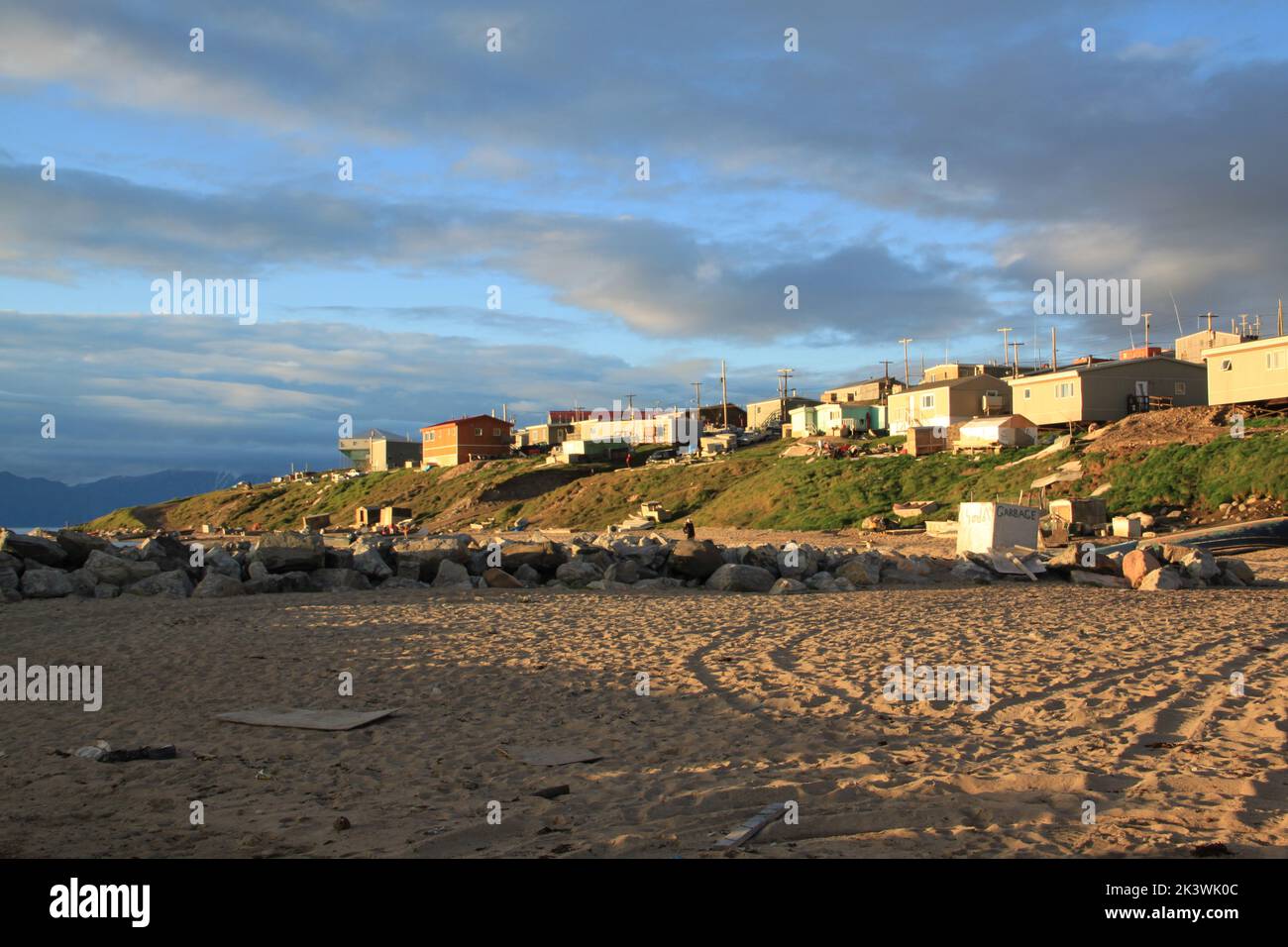 Ansicht der Gemeinde Pond Inlet in der nördlichen Baffin-Region von Nunavut, Kanada Stockfoto