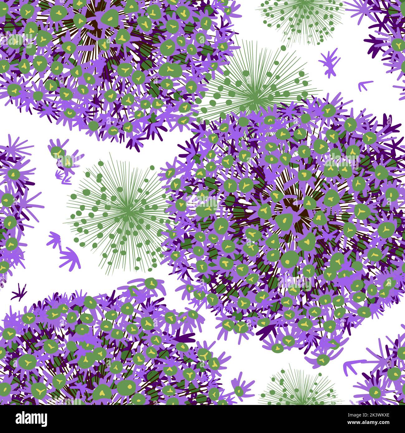 Nahtlose Muster lila Zwiebelblumen. Vektorgrafik Stock Vektor