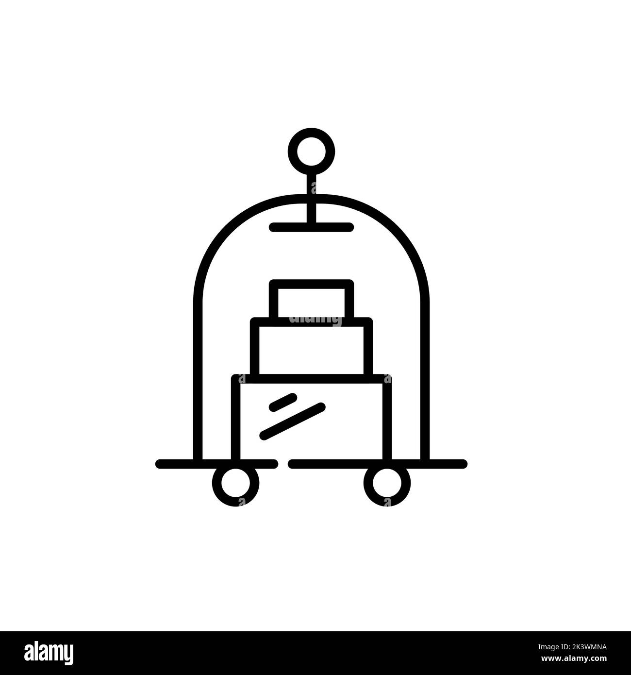 Retro-Gepäckhotel. Luxuriöser Portier-Service. Pixel-perfektes, bearbeitbares Strichsymbol Stock Vektor